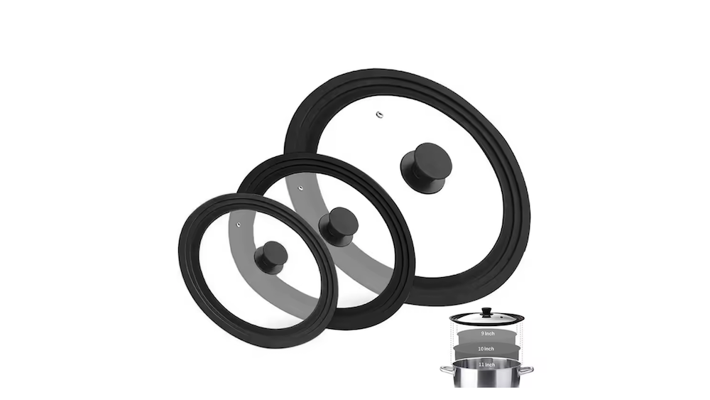 Univerzální skleněné poklička se silikonovým okrajem