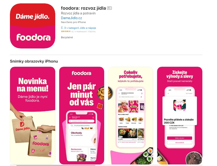 Dáme jídlo se mění na Foodora: Nový vzhled, nová mobilní aplikace