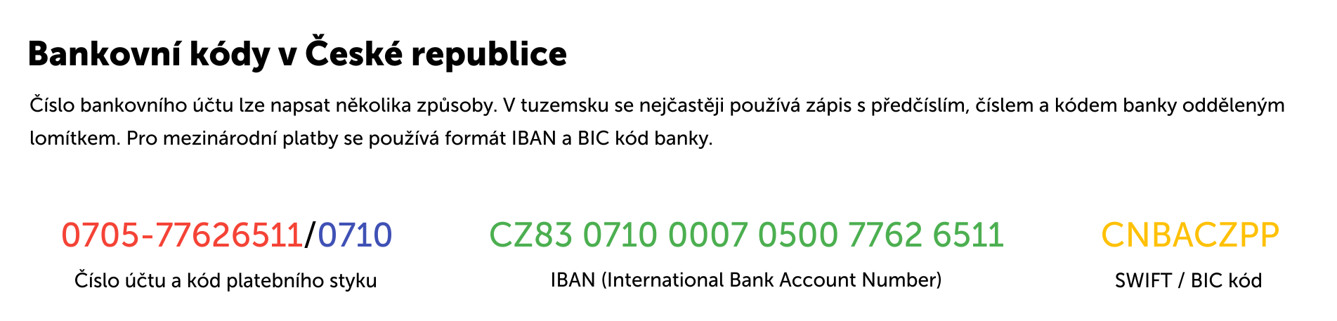 Kódy bank → Aktuální přehled 44 bank pro rok 2025