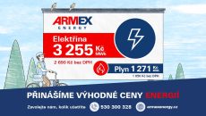 Ceny, jaké tu dlouho nebyly: ARMEX ENERGY nabízí elektřinu za 3 255 Kč/MWh a plyn od 1 271 Kč/MWh
