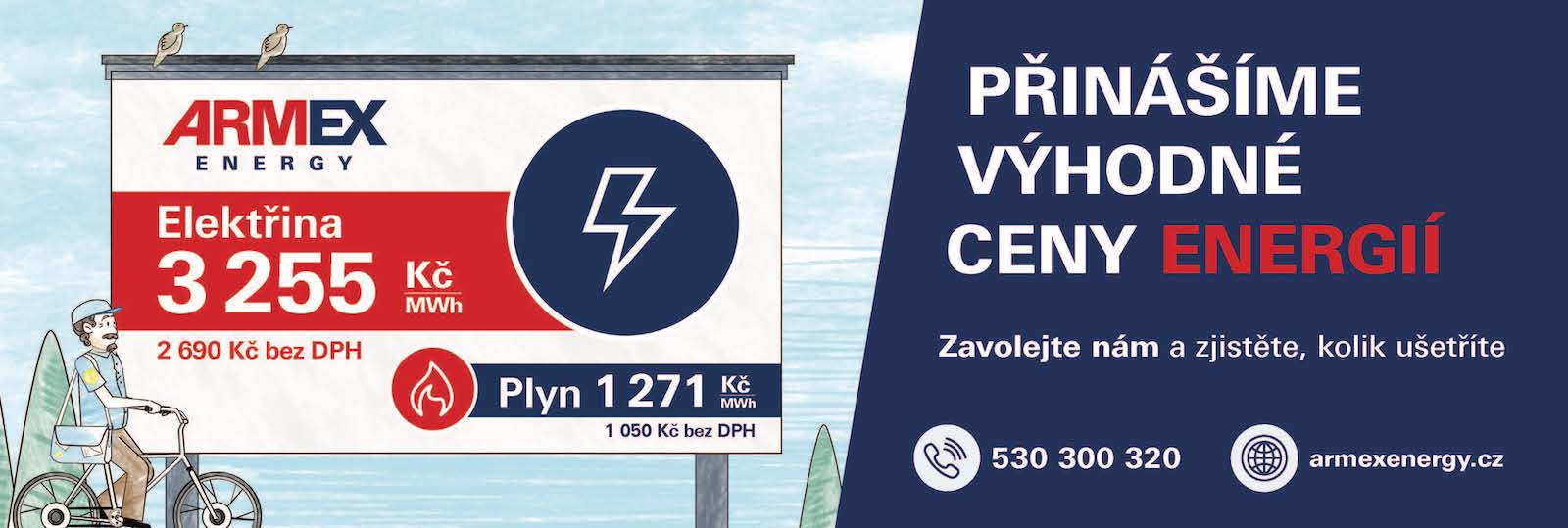 Ceny, jaké tu dlouho nebyly: ARMEX ENERGY nabízí elektřinu za 3 255 Kč/MWh a plyn od 1 271 Kč/MWh