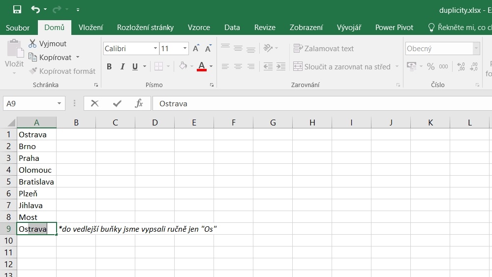 Jak v Excelu najít duplicity