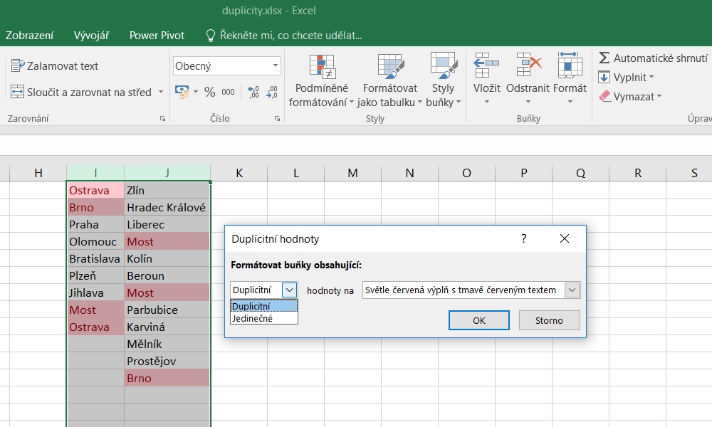Jak v Excelu najít duplicity class=