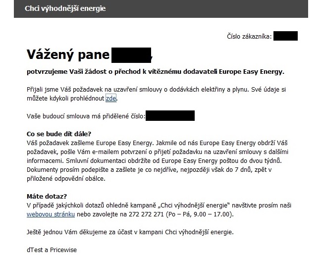 Aukce dodavatelů energií dTest