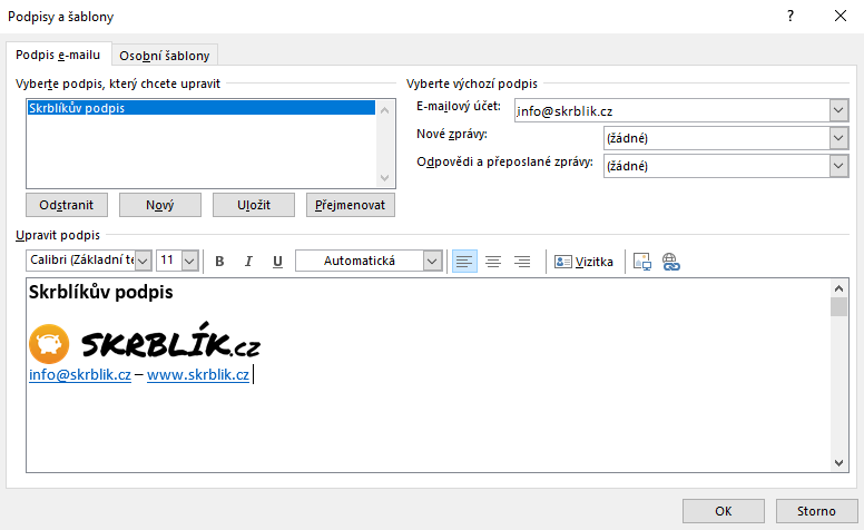 Jak nastavit podpis v Outlooku