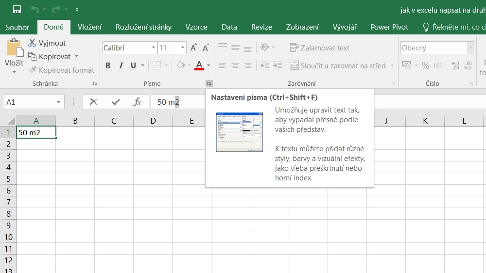 Jak se píše mocnina v Excelu?