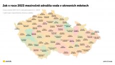 Mapa cen vody 2023: V 217 z 219 měst ČR meziročně zdražila v průměru o 17 Kč