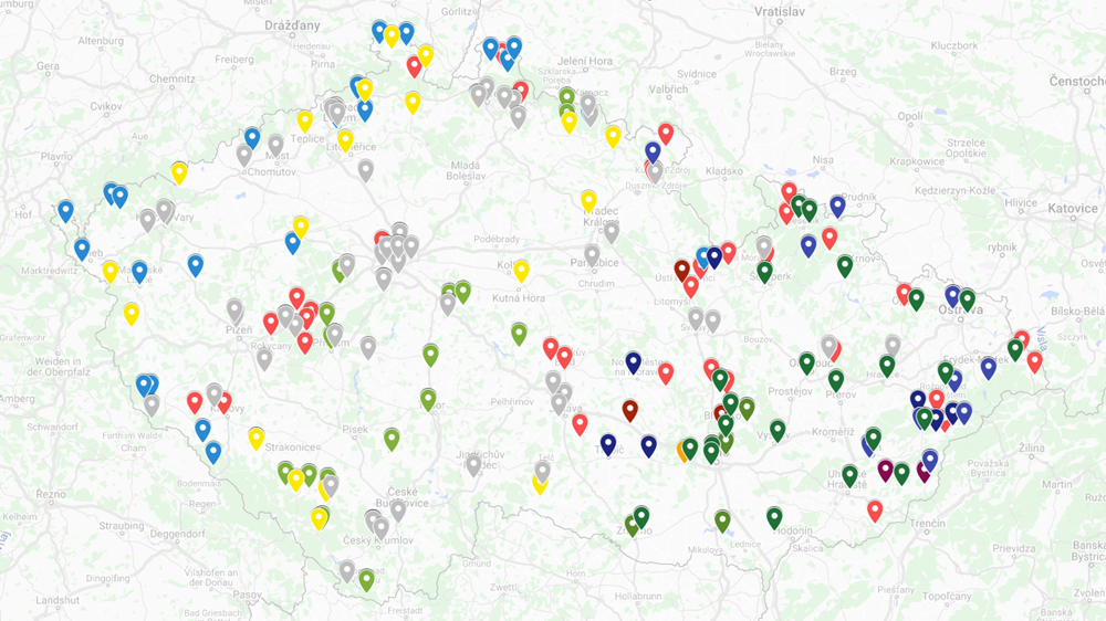 Mapa vysílačů multiplex 2