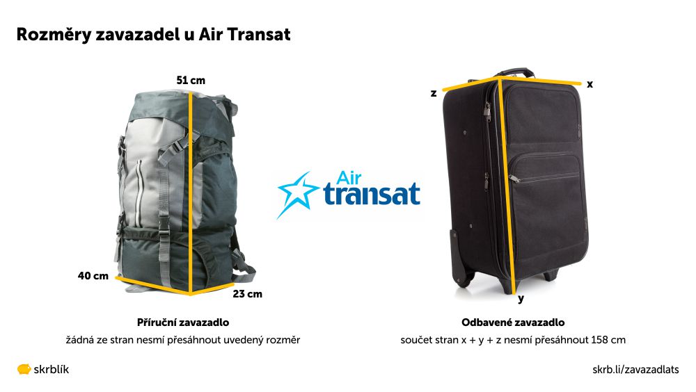 Příruční / kabinová / palubní zavazadla u Air Transat 2024