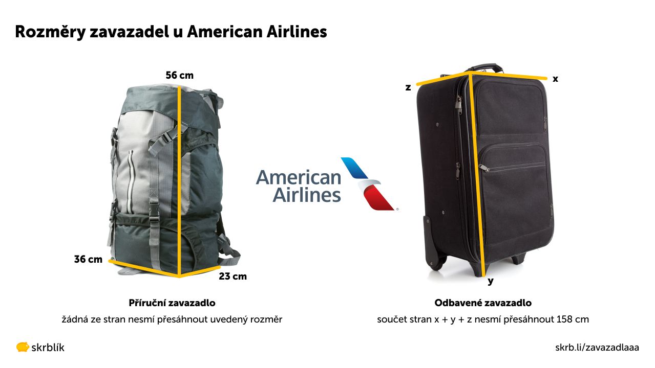 Příruční / kabinová / palubní zavazadla u American Airlines 2025