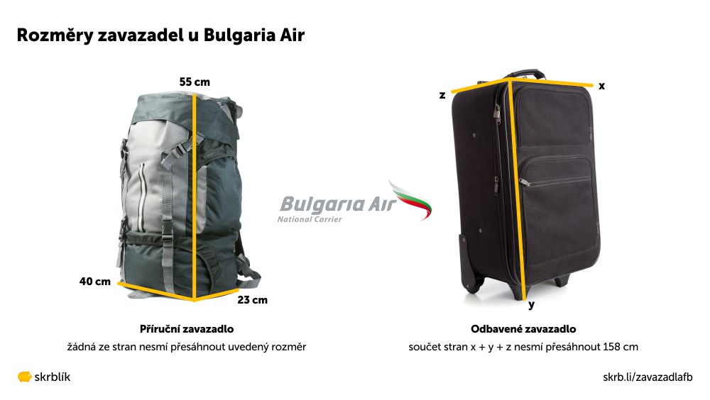 Příruční / kabinová / palubní zavazadla u Bulgaria Air 2025