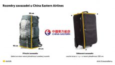 Zavazadla China Eastern Airlines 2025: Povolená hmotnost, rozměry, poplatky
