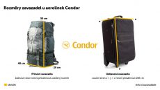 Zavazadla Condor 2024: Povolená hmotnost, rozměry, poplatky