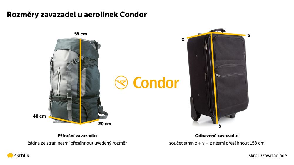 Příruční / kabinová / palubní zavazadla u Condor 2025