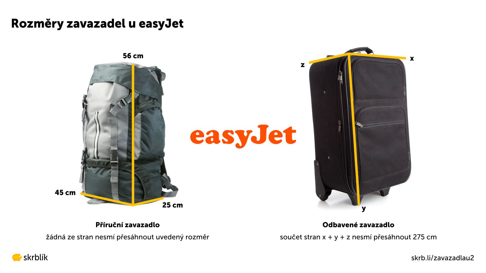 Příruční / kabinová / palubní zavazadla u easyJet 2025