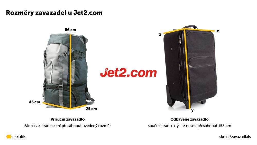 Příruční / kabinová / palubní zavazadla u Jet2.com 2025