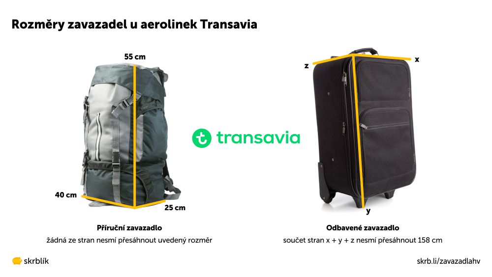 Příruční / kabinová / palubní zavazadla u aerolinek Transavia 2025