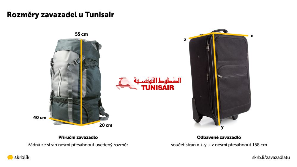 Příruční / kabinová / palubní zavazadla u Tunisair 2025