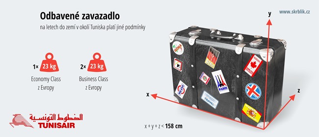 Odbavená (zapsaná) zavazadla u Tunisair 2019 Odbavená (zapsaná) zavazadla u Tunisair 2019