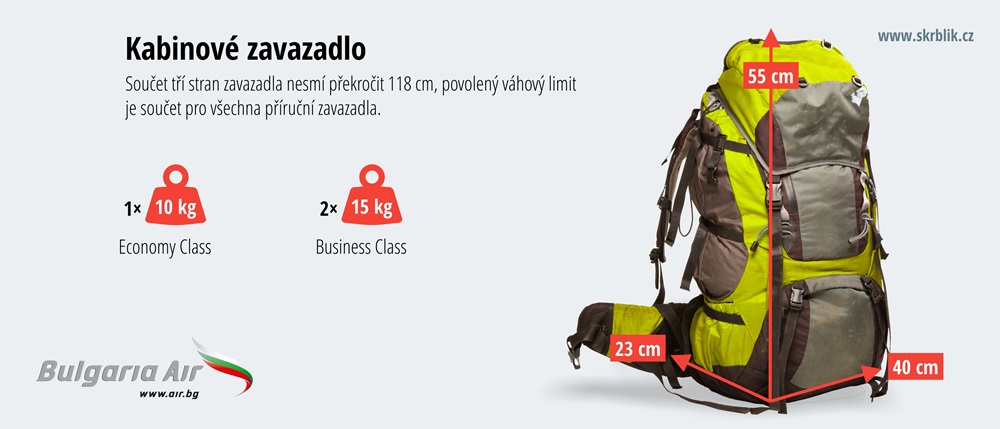 Příruční / kabinová / palubní zavazadla u Bulgaria Air 2020 Příruční / kabinová / palubní zavazadla u Bulgaria Air 2020