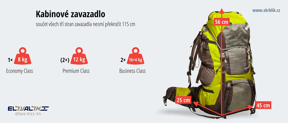 Příruční / kabinová / palubní zavazadla u El Al 2020 Příruční / kabinová / palubní zavazadla u El Al 2020