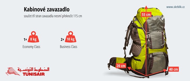 Příruční / kabinová / palubní zavazadla u Tunisair 2019 Příruční / kabinová / palubní zavazadla u Tunisair 2019